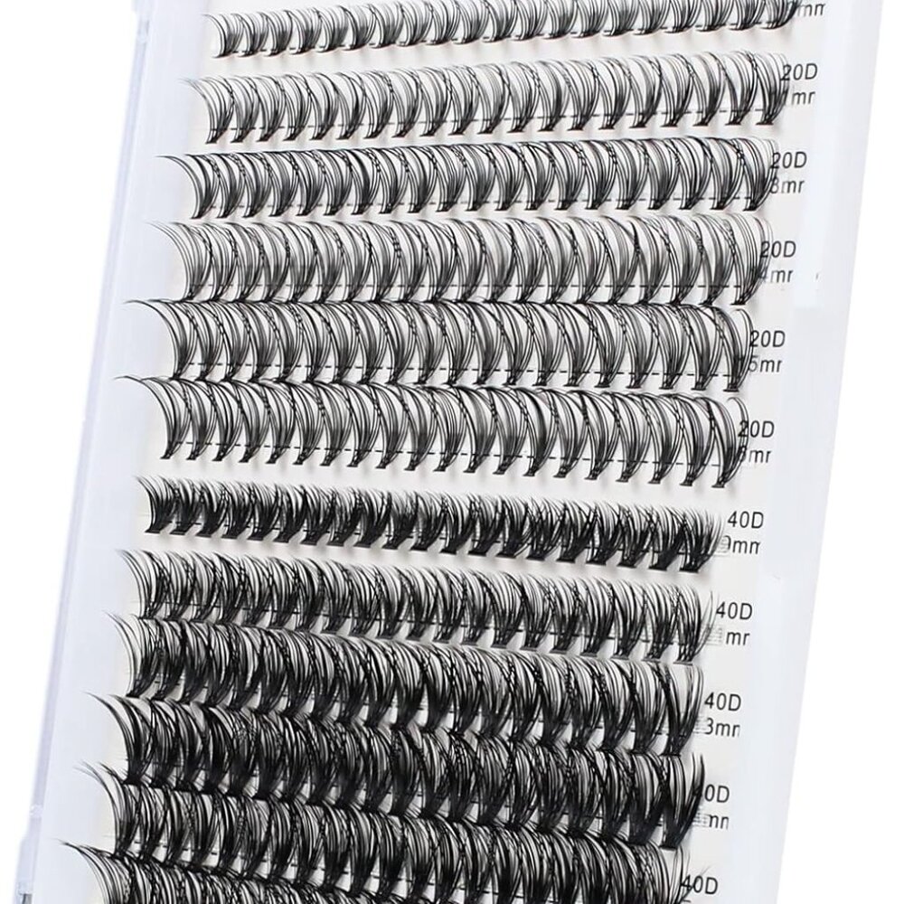 LAUBESS Cluster Lashes 240pcs 20D 40D Mixed Tray DIY Eyelash Extension D Curl